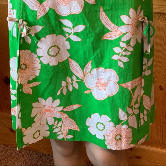 Vintage 60s Dash About Mod Scooter Dress Size M Floral Lime Green Bows - Picture 5 of 15